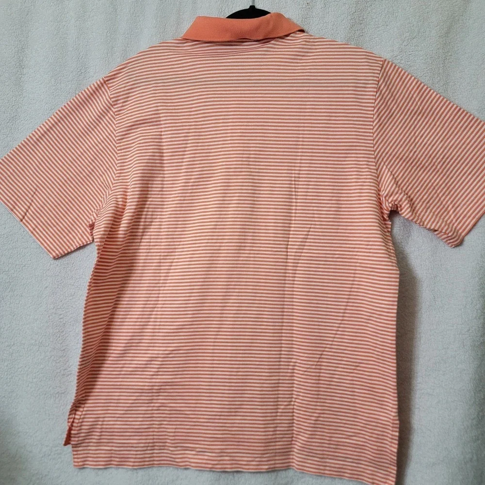 Polo Ralph Lauren Golf Polo Shirt Large Orange Striped Casual Collared Pima Soft